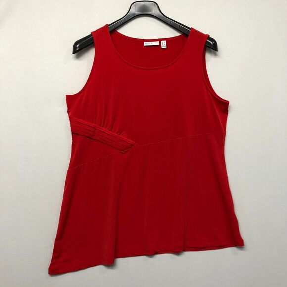 Susan Graver Women Sleeveless Asymmetric Hem Top Shirt Blouse Size Large M186 22 - Picture 1 of 12